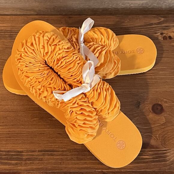 Tory Burch The Yo-Yo Squash Orange Flip-Flops Sandals Size 7 Women’s - Picture 1 of 10